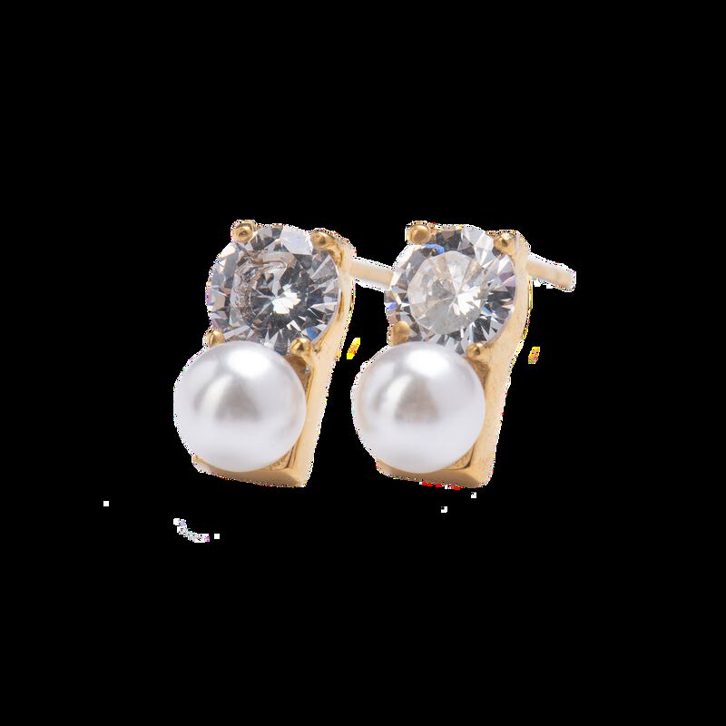 Aretes Mujer Perlas Joyer&iacute;a Acero Inoxidable Re... image number null