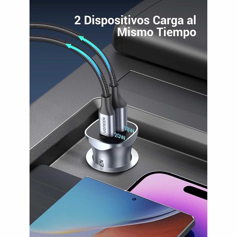 Cargador Auto Plug In UGREEN dual USB-C USB-A 2... image number null