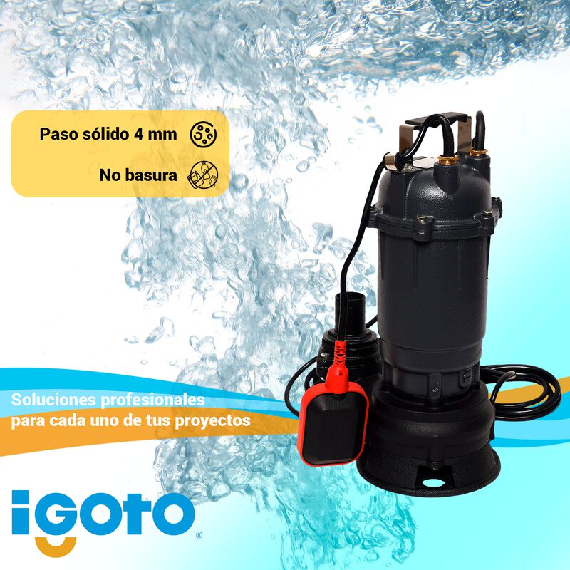 Igoto Wqd16 Bomba Sumergible Agua Turbia 1 Hp, ... image number null