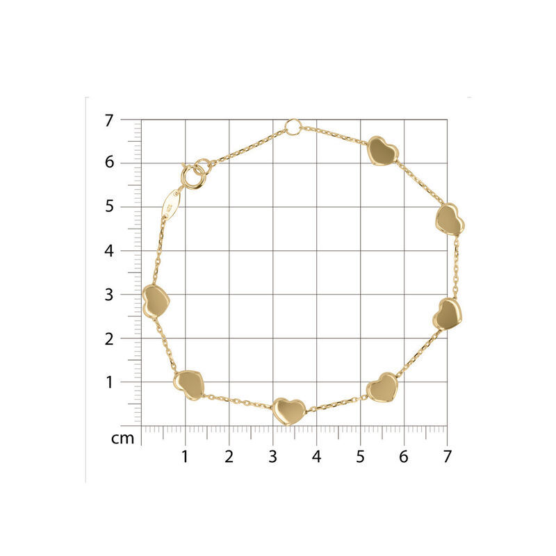 Pulsera De Oro Amarillo 14k Con Corazones-18.5c... image number null