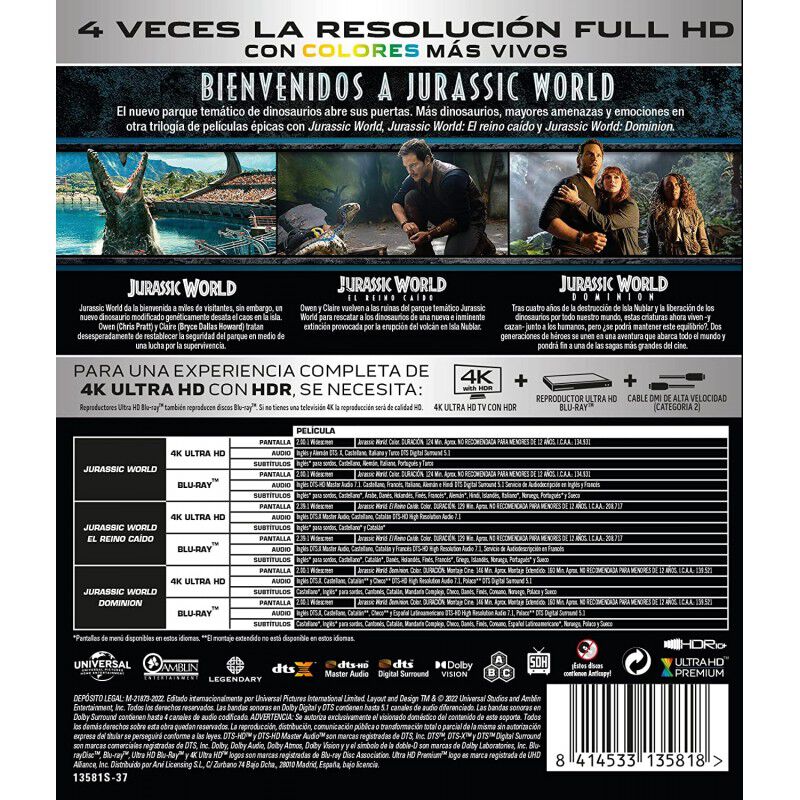 Jurassic World Pack 1-3 (4K UHD + Blu-ray) [Blu... image number null