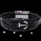 Pulsera de Ancla para Hombre. Brazalete de Cuero Piel Vegana y Acero Inoxidable Color Plata, Broche Magnético - Modelo Liam