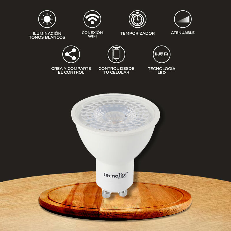 Foco Inteligente Led 5w Gu10 Atenuable Tecnolit... image number null
