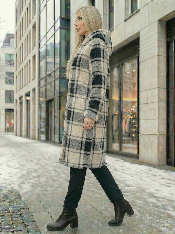 Abrigo C&aacute;rdigan Largo para Mujer Tipo Peluche C... image number null