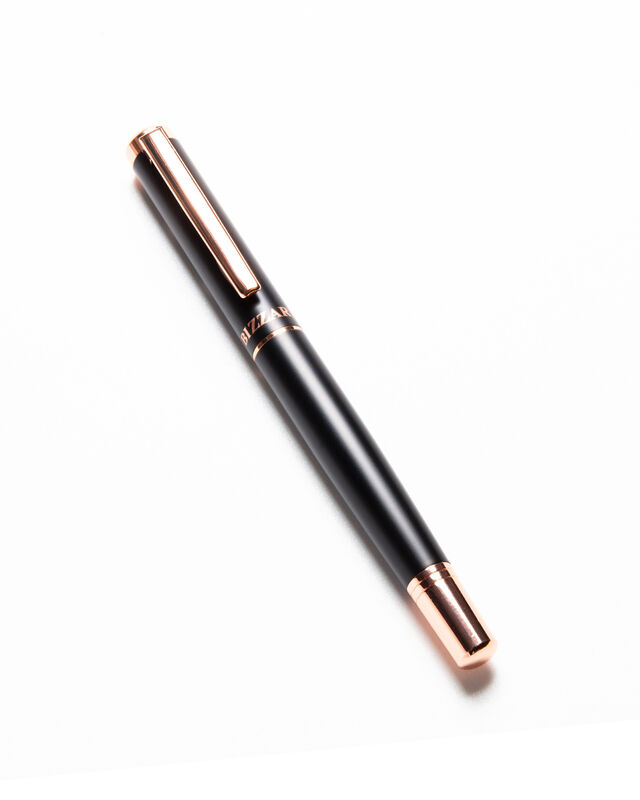 Pluma Bizzarro Negra Con Rose Gold-tinta Azul G... image number null