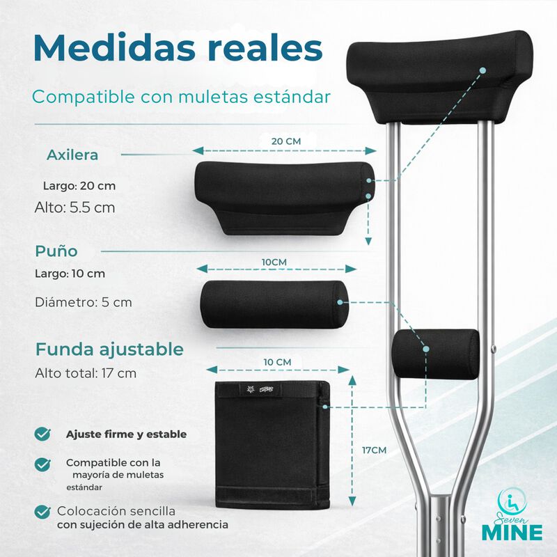 Set Pads Muletas Acolchados Axilar Y Pu&ntilde;o Ajust... image number null