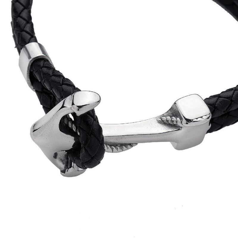 Pulseras Hombre, Brazaletes Piel Y Acero Inoxid... image number null