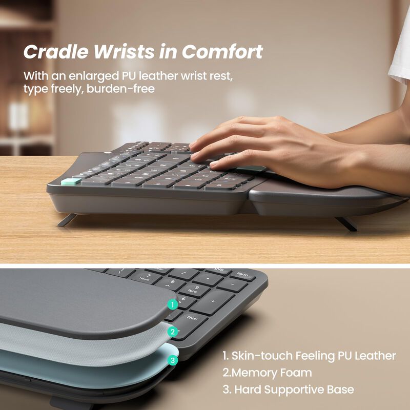 Teclado Nulea Ergon&oacute;mico Dividido Inal&aacute;mbrico R... image number null