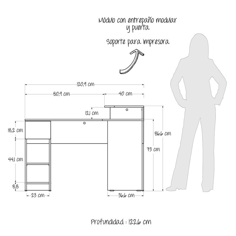 Escritorio en L Kansas, Dise&ntilde;o Esquinero, Orden... image number null