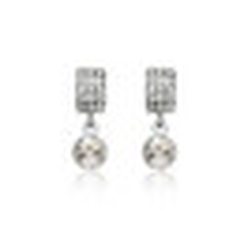 Aretes en Baño de Oro Blanco de 18K con Cristal... image number null