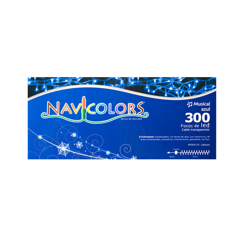 Serie Musical LED Azul 300 focos Cable Transpar... image number null