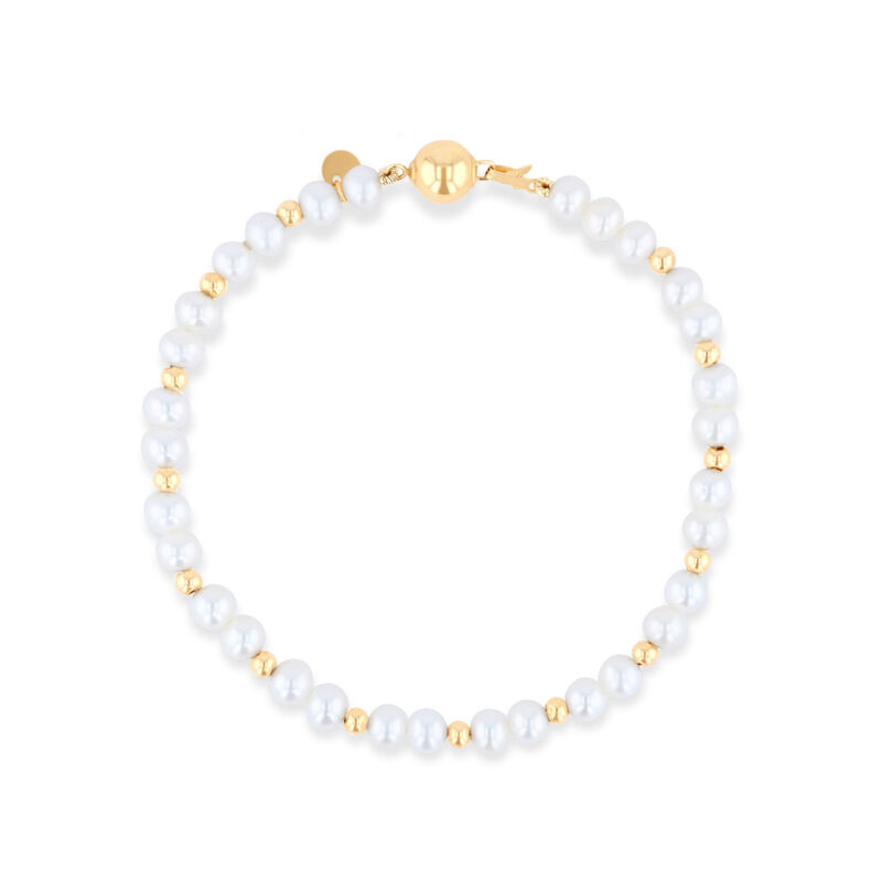 Pulsera De Perlas Y Oro Amarillo 14K (20Cm) image number null