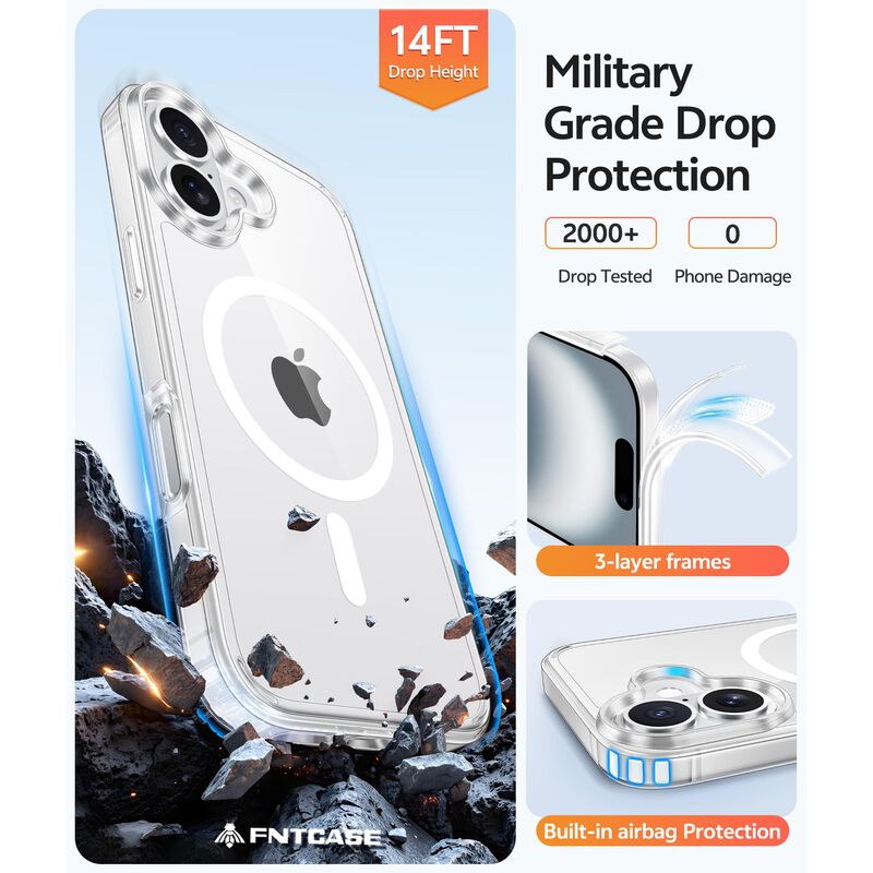 Funda FNTCASE para iPhone 16 Transparente con P... image number null