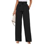 Pantalones Korsis Pierna Ancha XL Negro con Nudo Ajustable y Bolsillos