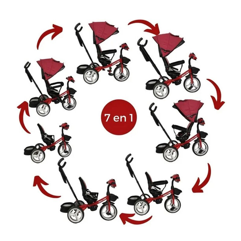Triciclo Para Ni&ntilde;os Rojo 7en1 Con Asiento Girat... image number null