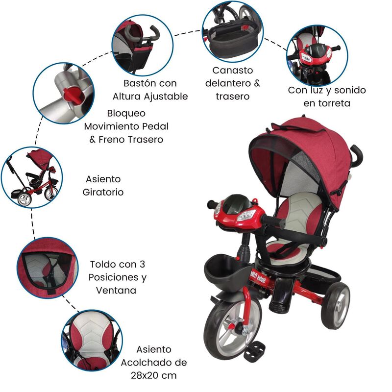 Triciclo Evolutivo 7en1 Con Asiento Giratorio 3... image number null