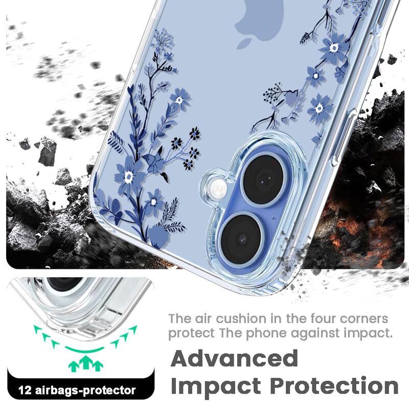 Funda Kexaar para iPhone 17 6.3" Azul Floral image number null