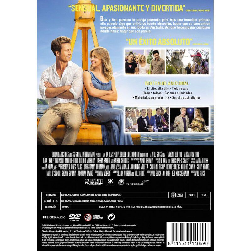 Cualquiera menos t&uacute; [DVD] (2023) Anyone But You image number null