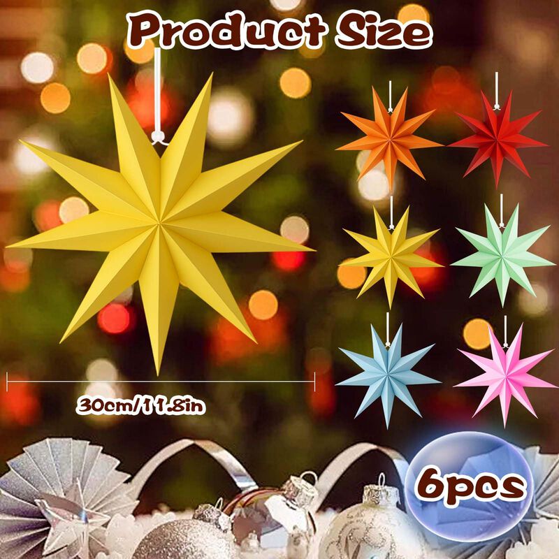 Linternas De Papel Estrella Fakindiy 30 cm Pack... image number null