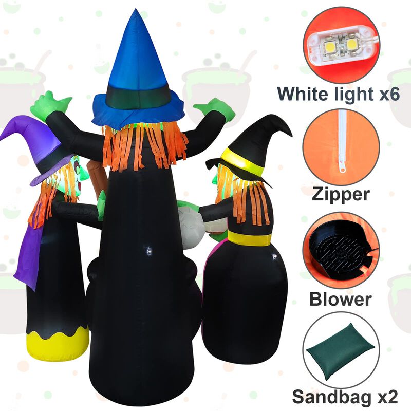 Inflable Poptrend 240 cm 3 Brujas Led Halloween image number null