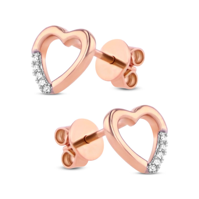 Broqueles De Oro Rosa 14K Con 3 Pts De Diamante image number null