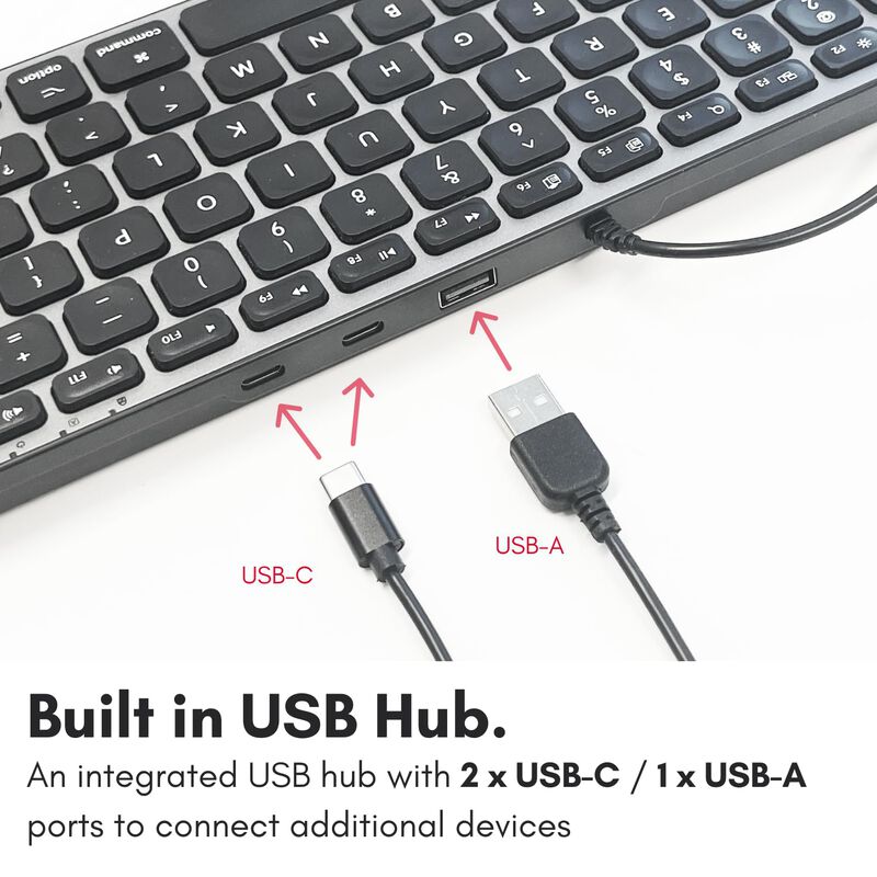 Teclado Macally Con Hub Usb-c/a Cableado De 78 ... image number null