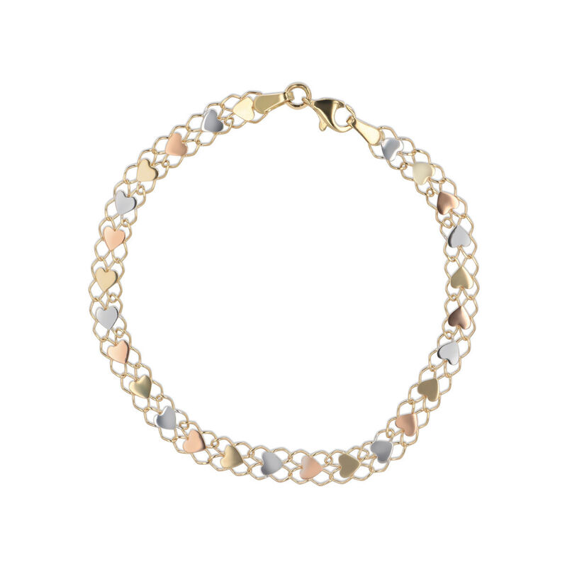 Pulsera De Oro Florentino 14k-18.5cm Con Corazo... image number null