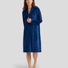 Bata de Terciopelo con Dise&ntilde;o de Rombos Azul Marino