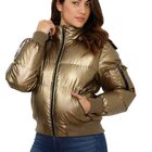 Chamarra Puffer Metálica Dorado M