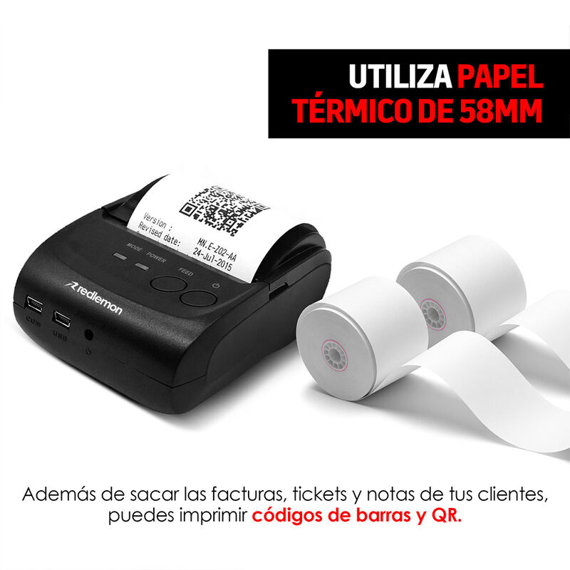 Mini Impresora T&eacute;rmica Port&aacute;til Bluetooth, Inal... image number null