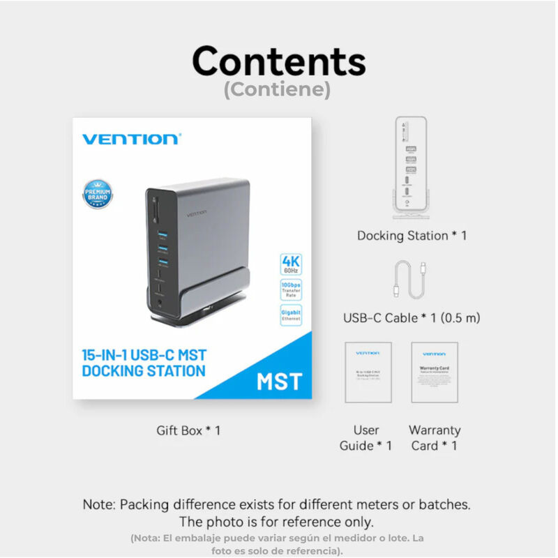 Estaci&oacute;n Hub Docking VENTION 16 en 1 c/USB-C Y ... image number null