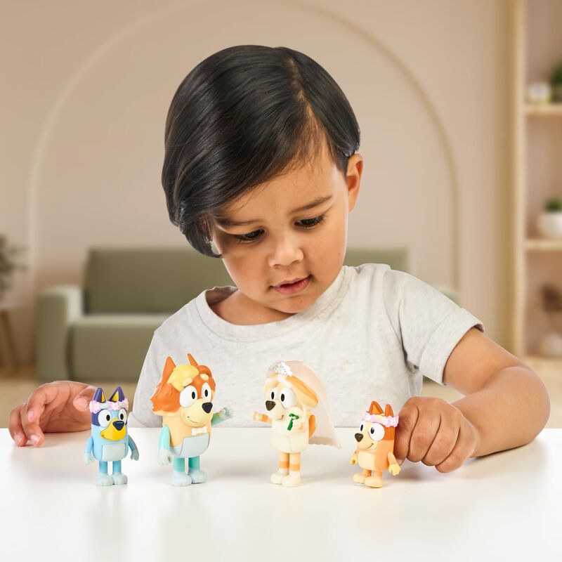 Paquete De 4 Figuras Bluey Wedding Time Con Unc... image number null