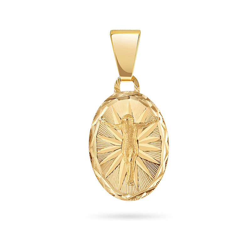 Medalla Ovalada Oro Amarillo 14K Cristo 12Mm image number null