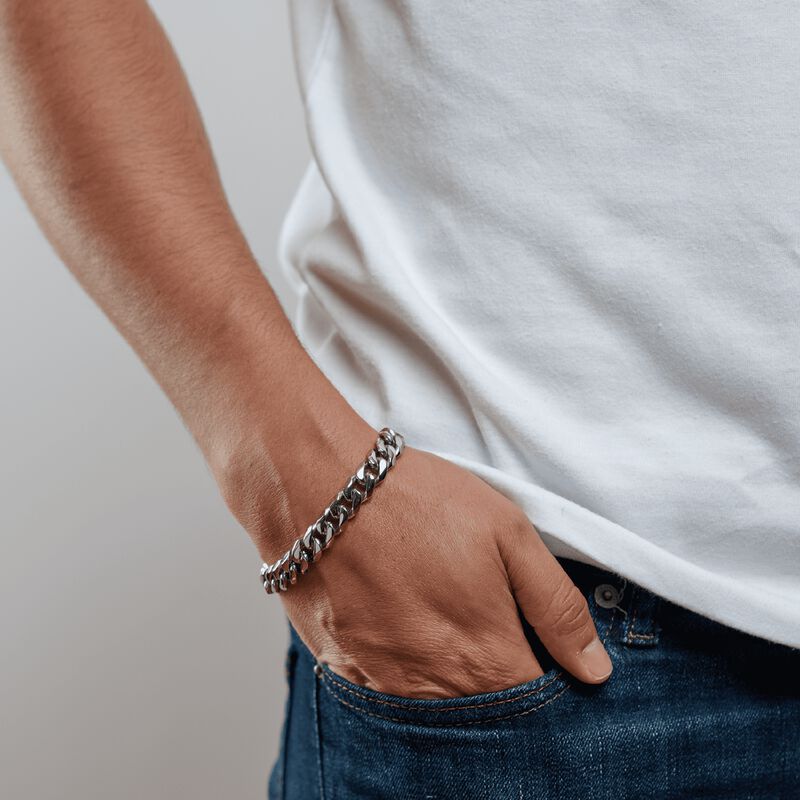 Pulsera Hombre, Brazalete Esclava Plata Oro, Re... image number null