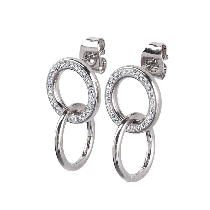 Aretes Acero Inoxidable Zirconia Joyer&iacute;a Regalo... image number null