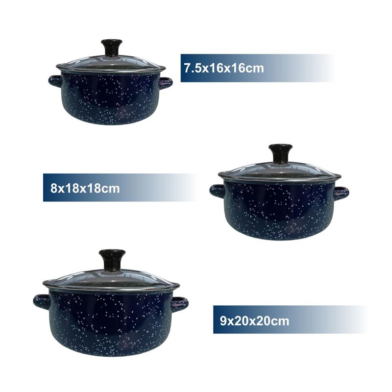 Juego de ollas de Peltre azul con tapa 6 pz Int... image number null