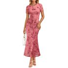Vestido Zesica Floral Manga Corta Rosa M