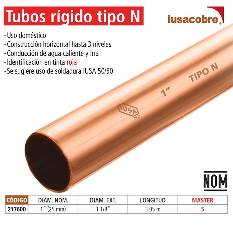 Tubo R&iacute;gido Tipo &rdquo;n&rdquo;, Tramo De 3.05 M 1&rdquo;, 5 Pza... image number null