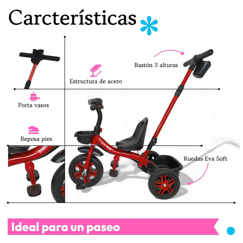 Triciclo C/ Bast&oacute;n Dirigible Musical C/ Luz TEK... image number null