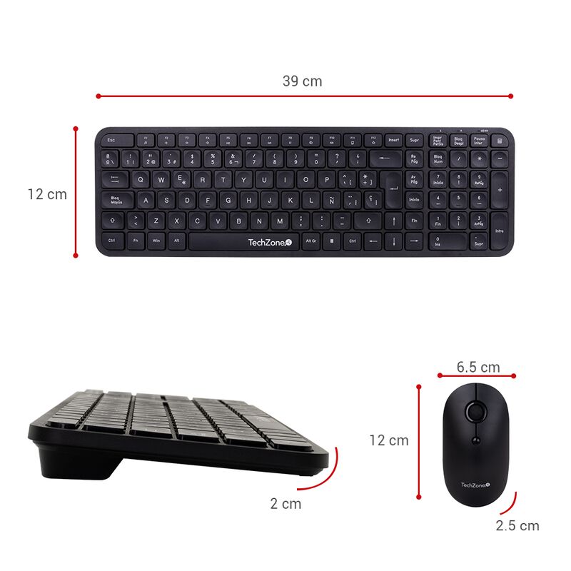 TechZone Kit Teclado Y Mouse Inalámbrico Techzo... image number null