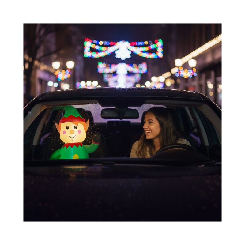 Inflable Navidad Duende Gnomo Carro Automovil I... image number null