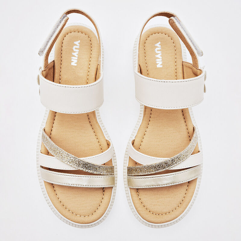 Yuyin Sandalia para mujer blanco dorado image number null