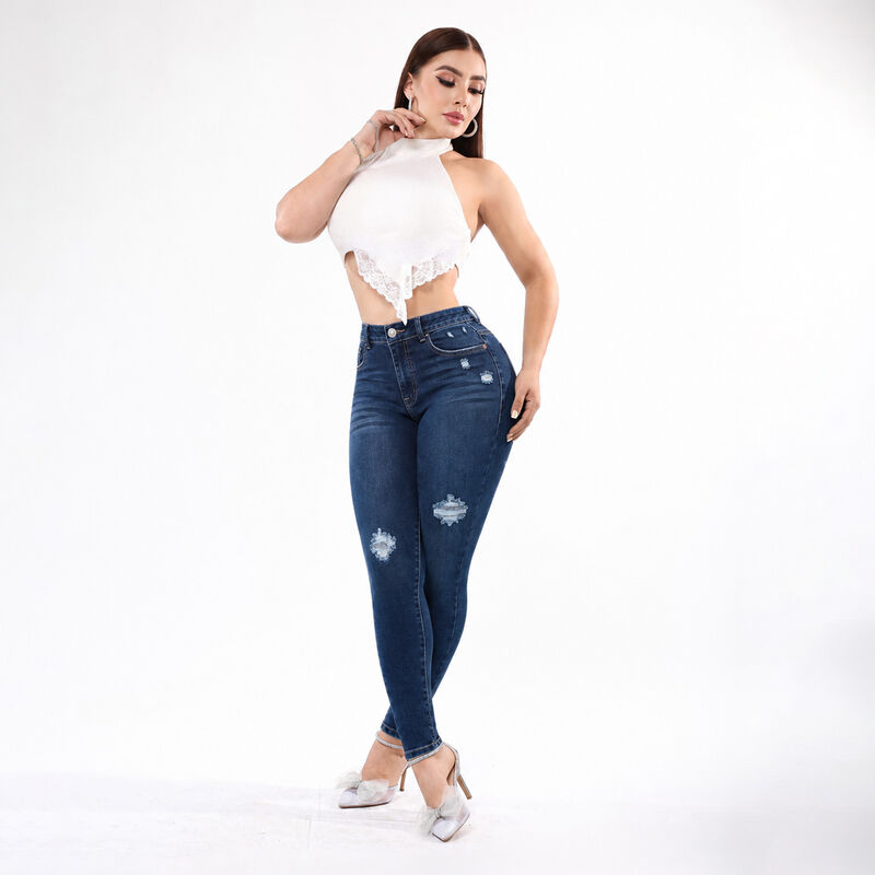 Pantal&oacute;n Skinny Mujer Mezclilla Azul Tiro Medio... image number null