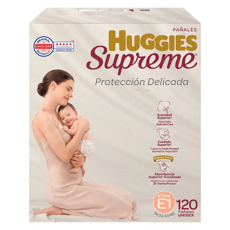 Pa&ntilde;ales Huggies Supreme Etapa 1 Unisex 120 Pa&ntilde;a... image number null