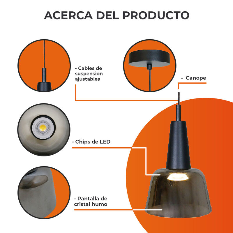 Lámpara Colgante LED de Cristal 1.50 m de Altur... image number null