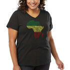 Camiseta De Talla Grande Cuello En V Word Art Para Mujer - Pa&iacute;ses de &Aacute;frica- Gris
