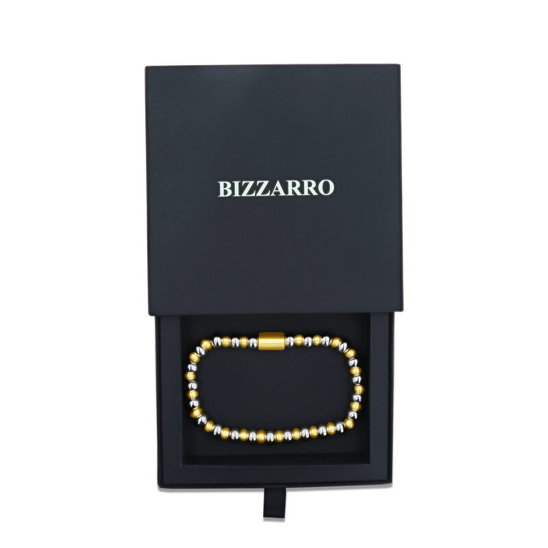 Pulsera De Cuentas De Acero Color Plata Y Dorad... image number null