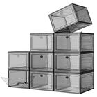 Organizador De Cajas Para Zapatos Con 7 C&oacute;digos, Tama&ntilde;o Grande, Transparente, Negro, Paquete De 9