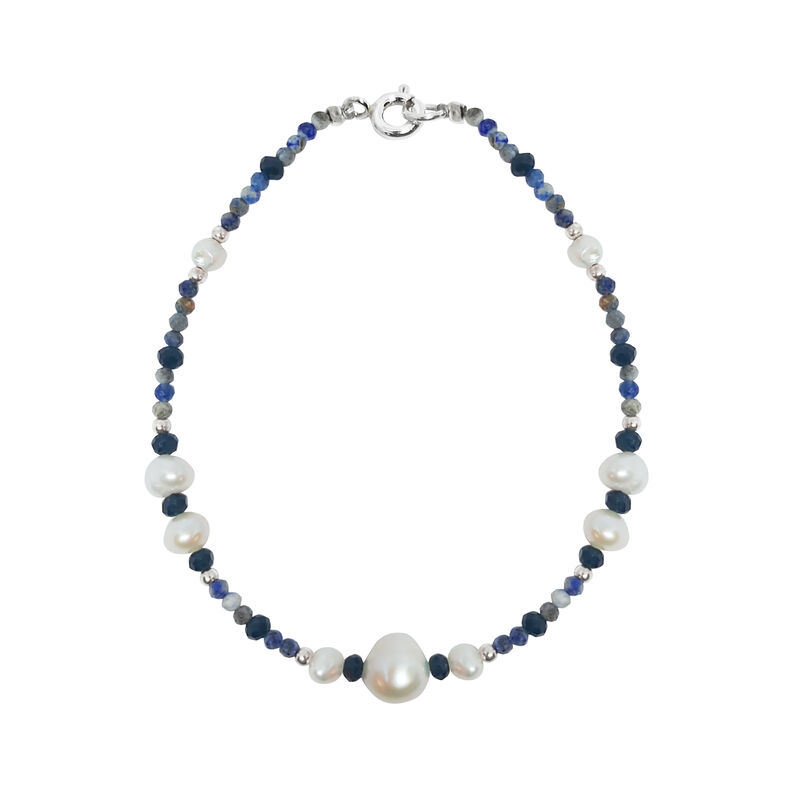 Pulsera lapisl&aacute;zuli, calcedonia azul y perla image number null