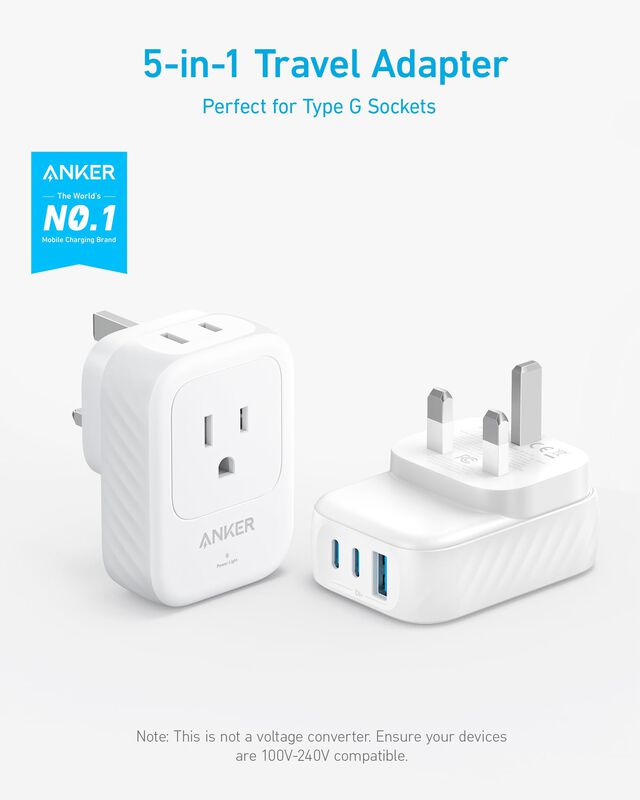 Adaptador De Enchufe Anker Usa To Uk Internatio... image number null